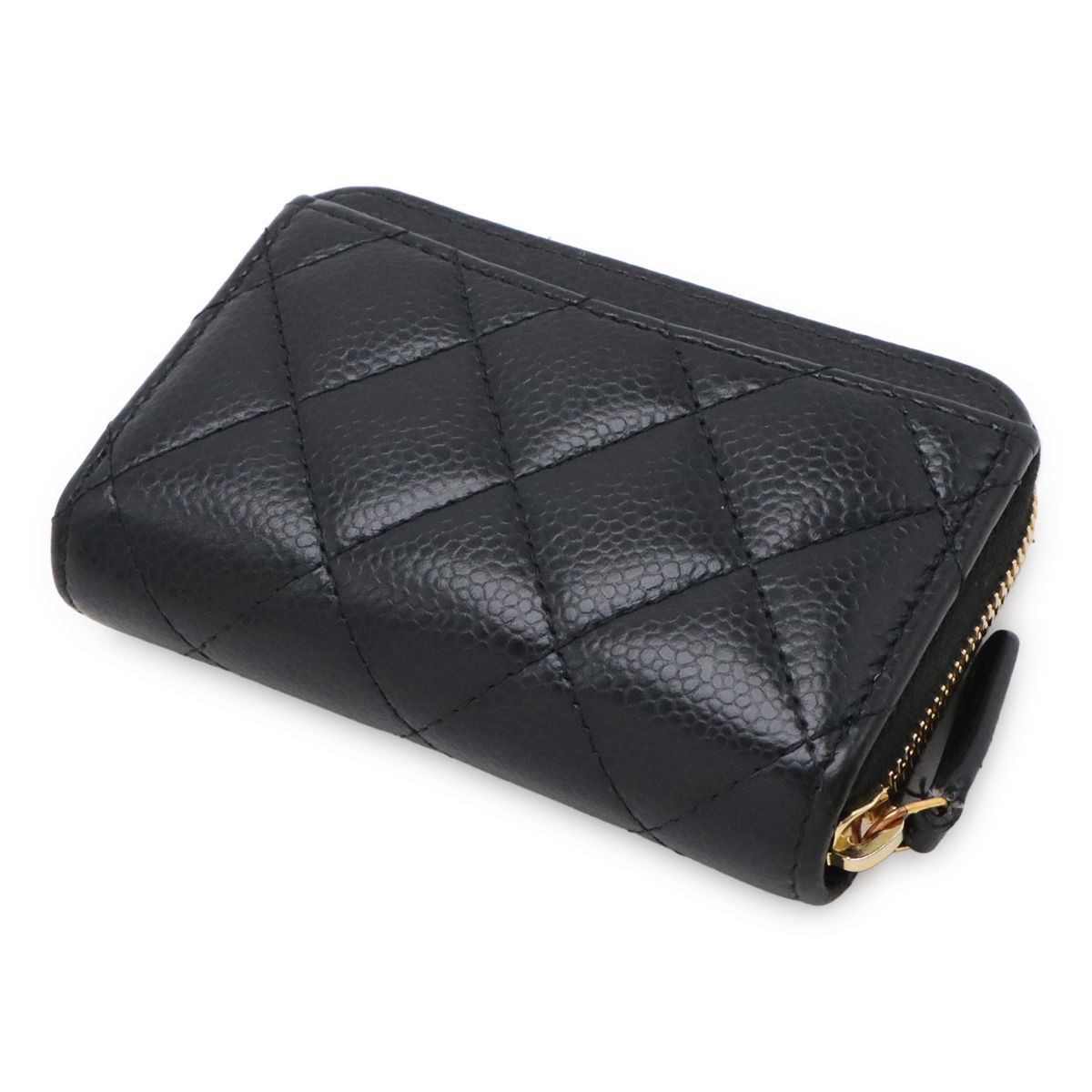 Chanel Quilted CC Logo Classic Zip Coin Purse Caviar Leather Black — view 2