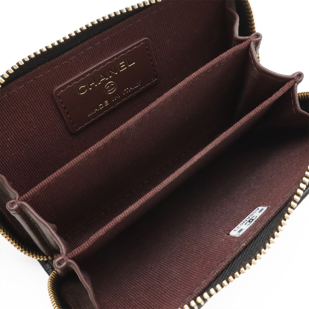 Chanel Quilted CC Logo Classic Zip Coin Purse Caviar Leather Black — view 6