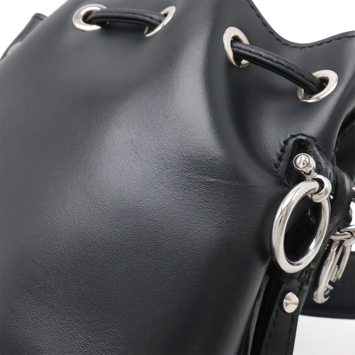 Fendi Logo Mon Tresor Mini Bag Drawstring 2-Way Leather Black Silver — view 5