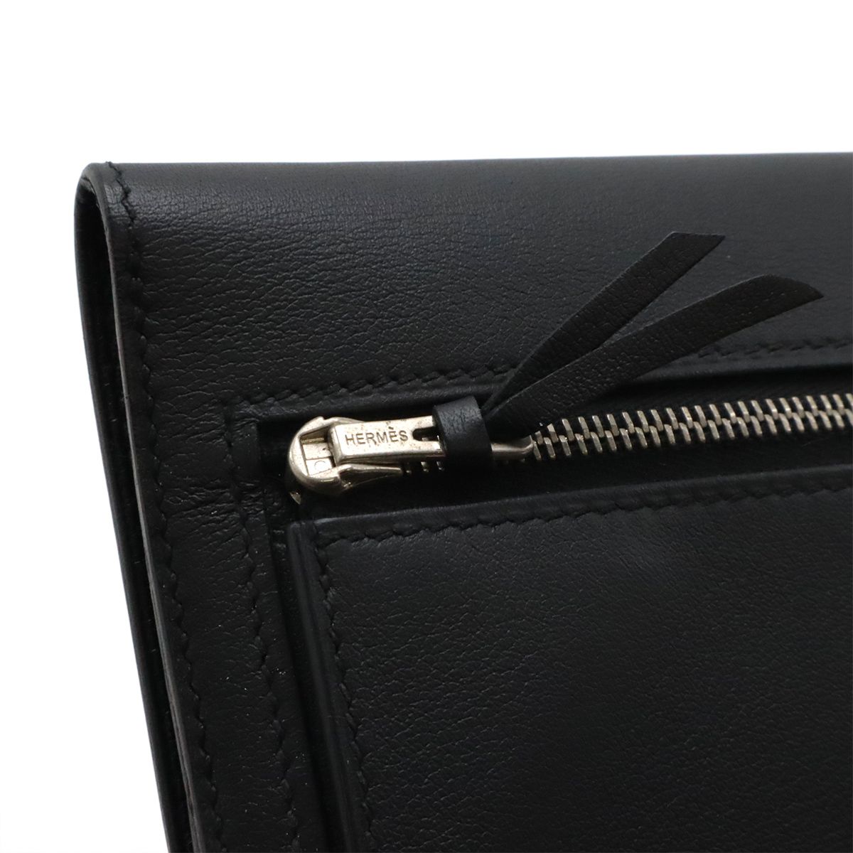 Hermes Dogon Rectoverso Long Bifold Wallet Veau Swift Black Silver — view 6