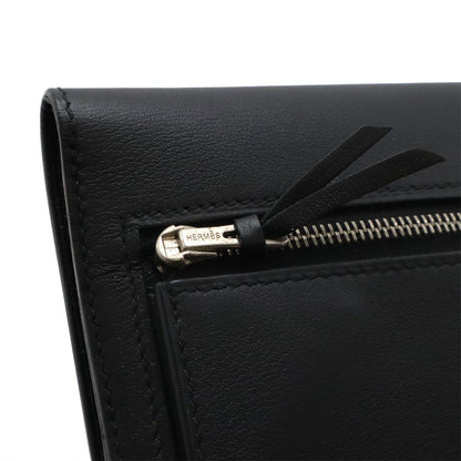 Hermes Dogon Rectoverso Long Bifold Wallet Veau Swift Black Silver — view 6