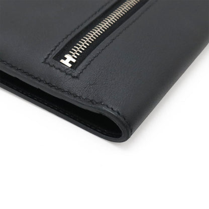 Hermes Dogon Rectoverso Long Bifold Wallet Veau Swift Black Silver — view 3