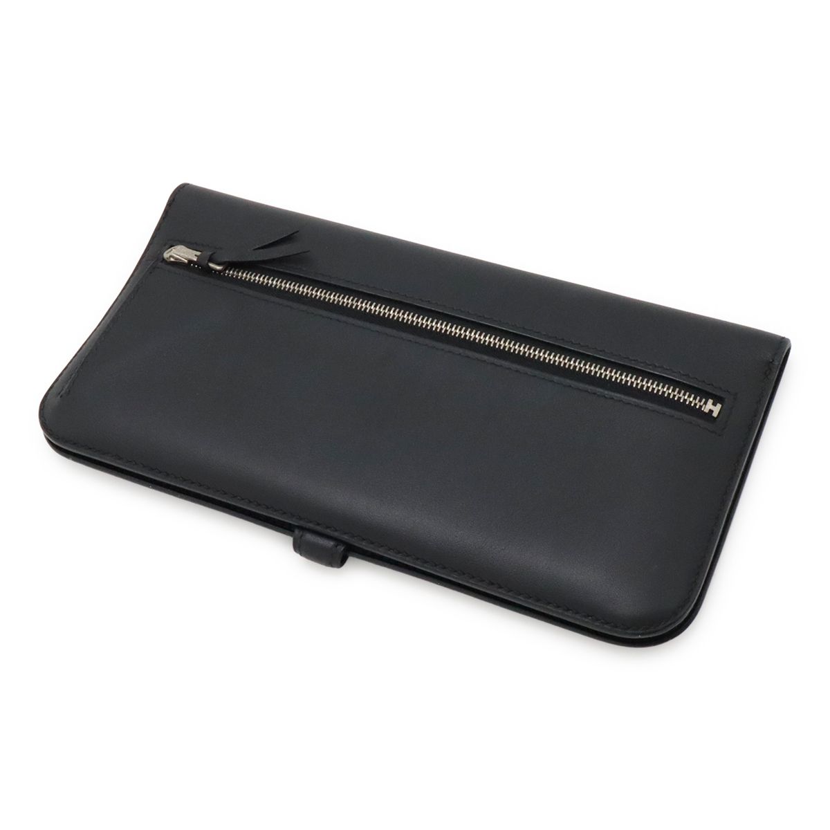 Hermes Dogon Rectoverso Long Bifold Wallet Veau Swift Black Silver — view 2