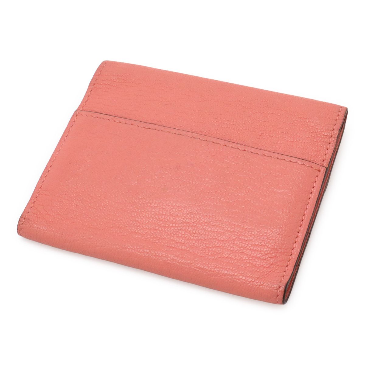 Hermes Click Mini Card Case Trifold Wallet Chevre Leather Roseate Pink Silver — view 2