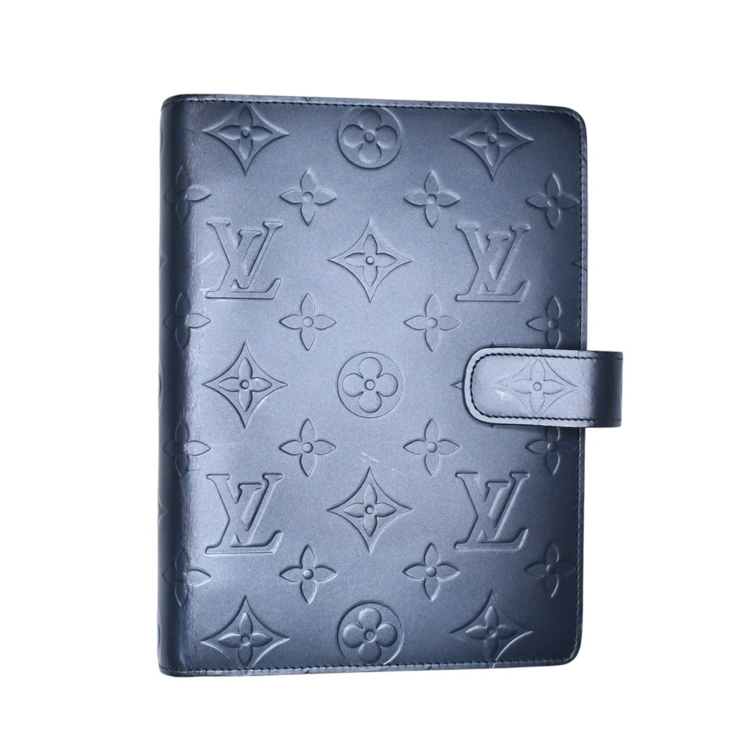 Louis Vuitton Agenda MM Monogram Matte Notebook Cover Metallic Noir Leather
