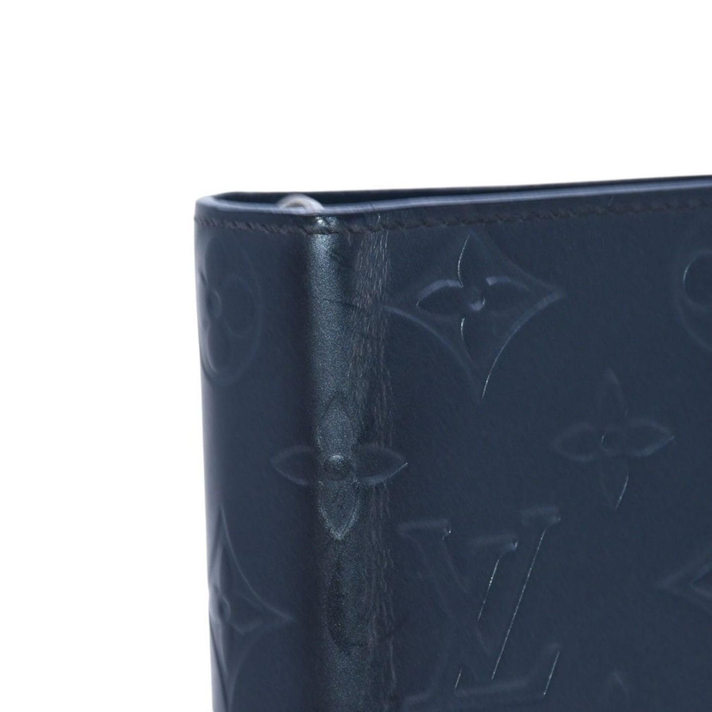 Louis Vuitton Agenda MM Monogram Matte Notebook Cover Metallic Noir Leather — view 8
