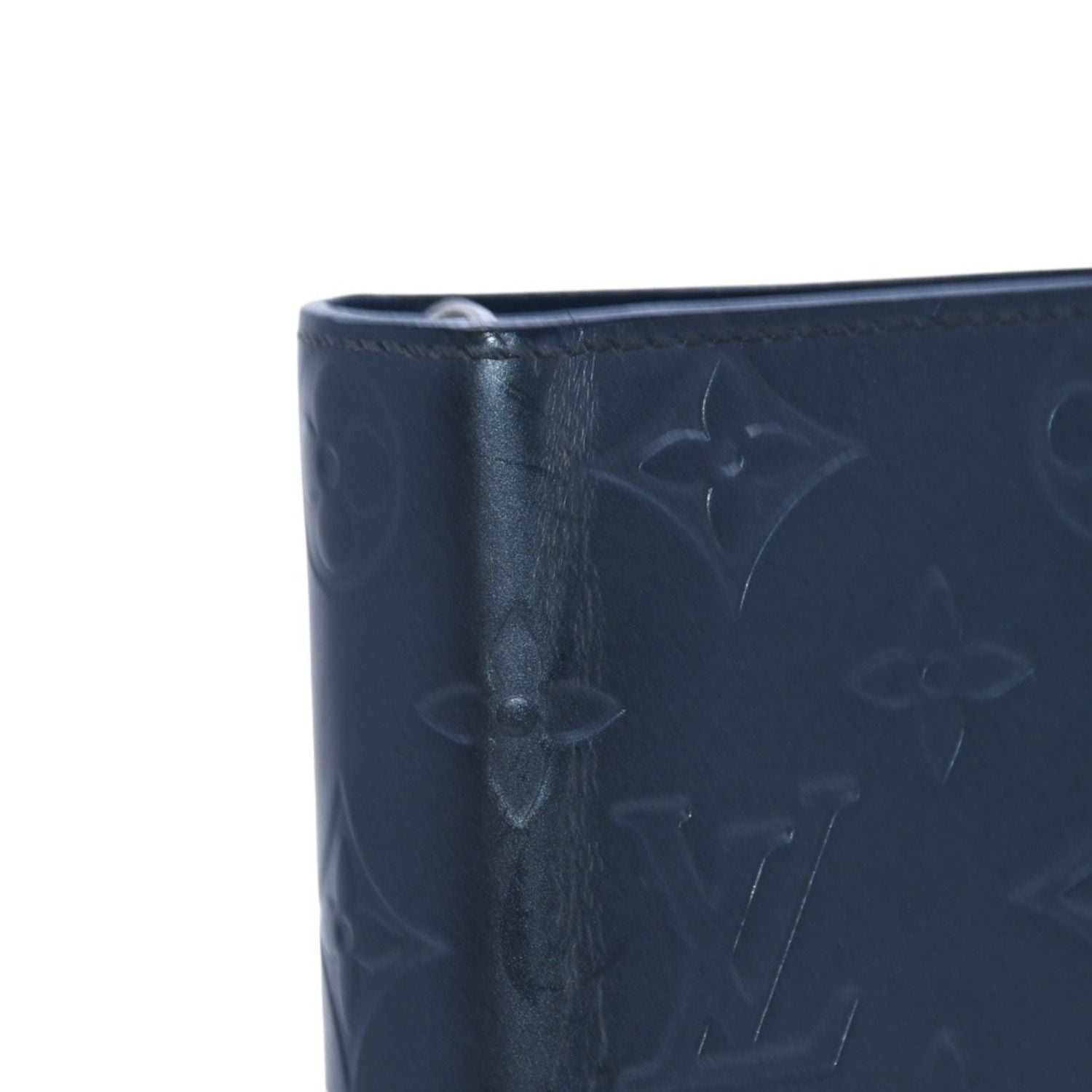 Louis Vuitton Agenda MM Monogram Matte Notebook Cover Metallic Noir Leather — view 8