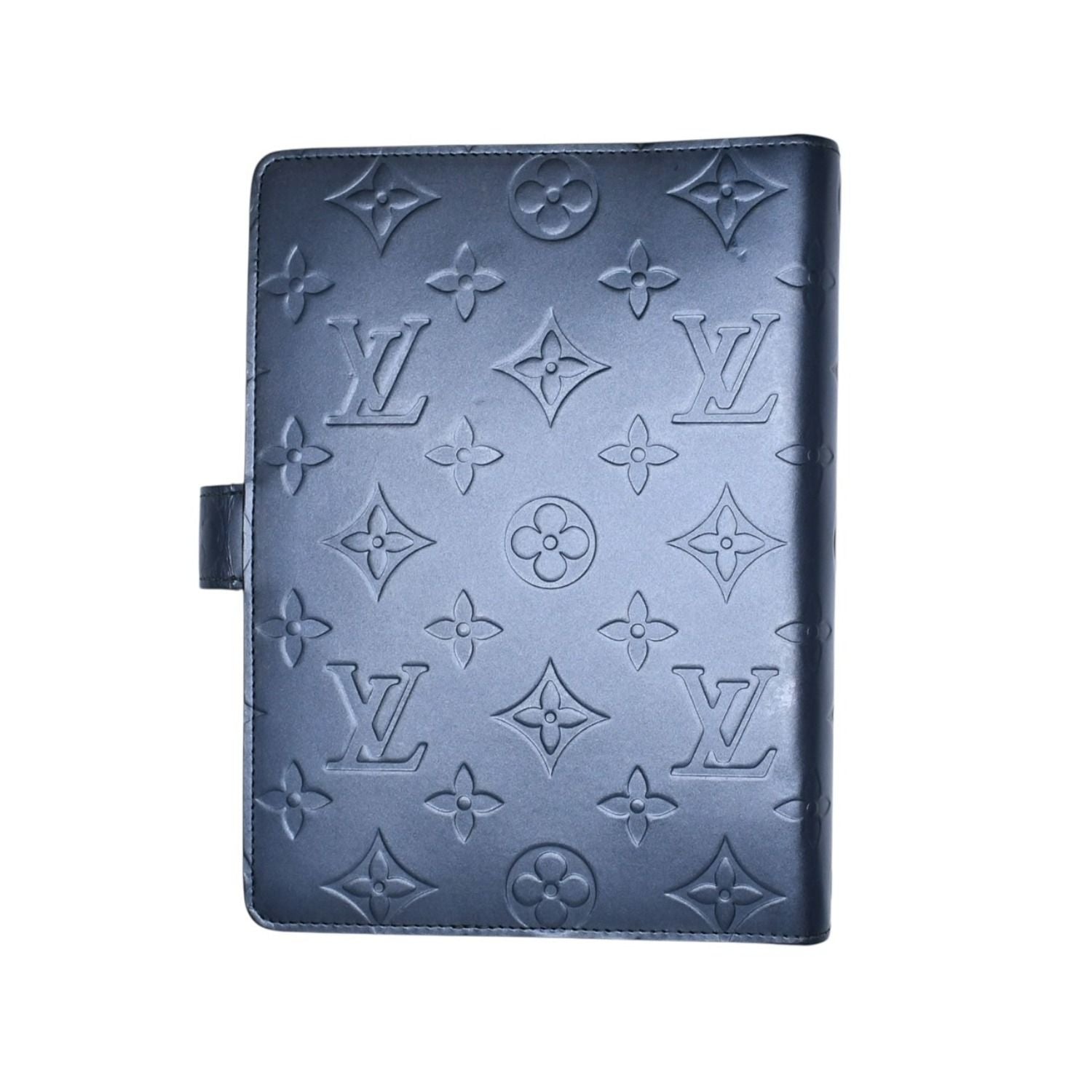 Louis Vuitton Agenda MM Monogram Matte Notebook Cover Metallic Noir Leather — view 2