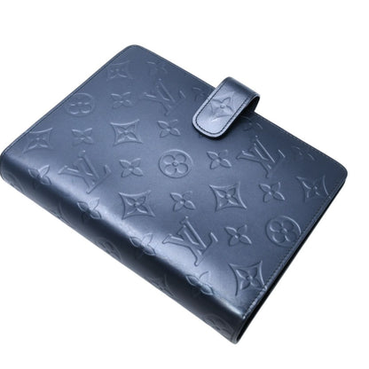 Louis Vuitton Agenda MM Monogram Matte Notebook Cover Metallic Noir Leather — view 4