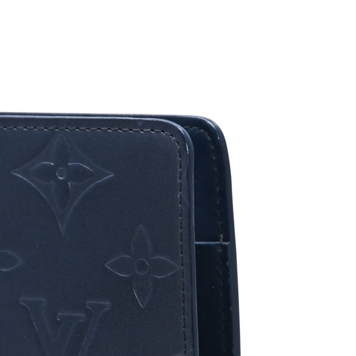 Louis Vuitton Agenda MM Monogram Matte Notebook Cover Metallic Noir Leather — view 5