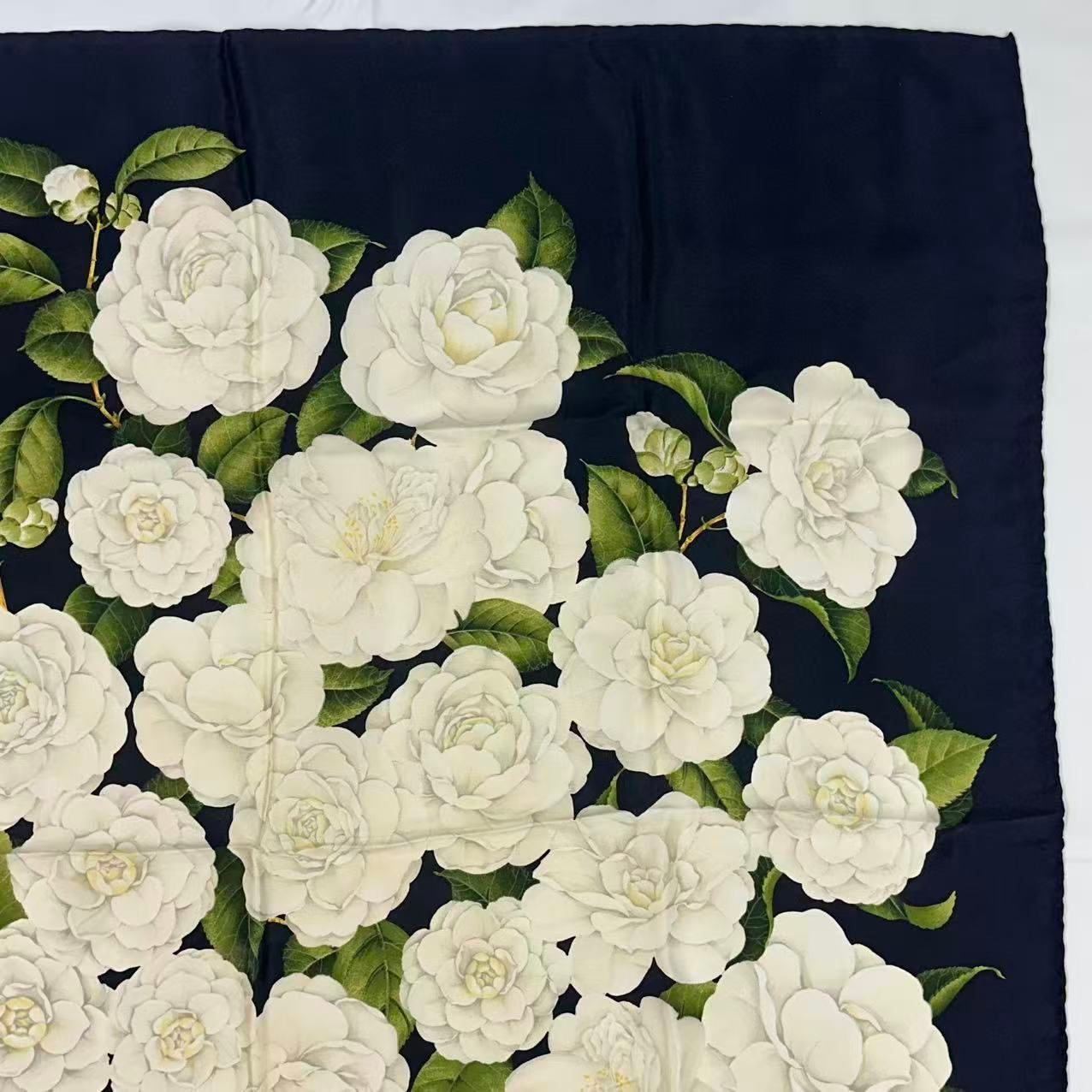 Chanel Logo Scarf Floral Pattern Black — view 4