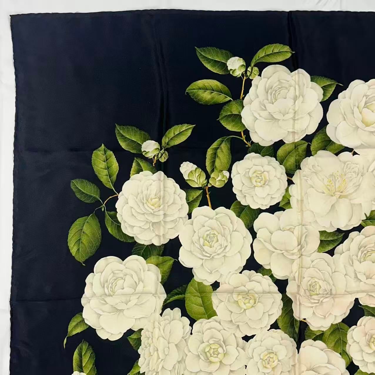 Chanel Logo Scarf Floral Pattern Black — view 2