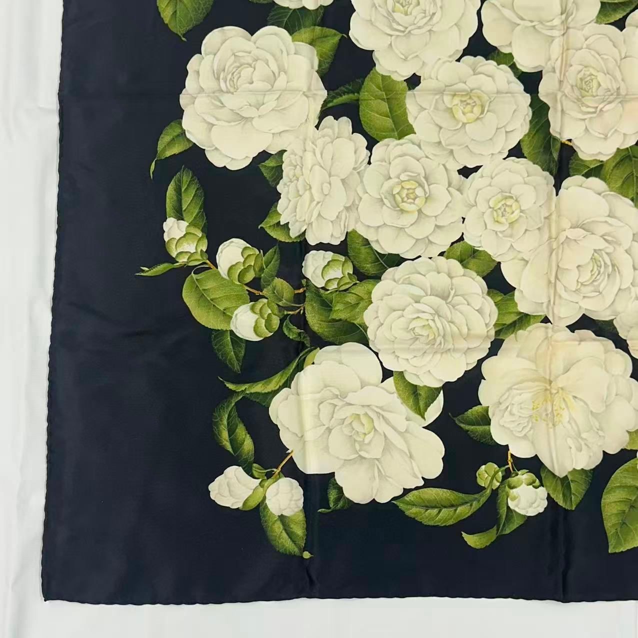 Chanel Logo Scarf Floral Pattern Black — view 3
