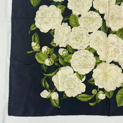 Chanel Logo Scarf Floral Pattern Black — view 3