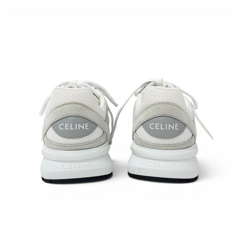 Celine Sneakers Mesh Suede Leather White Gray Logo — view 5