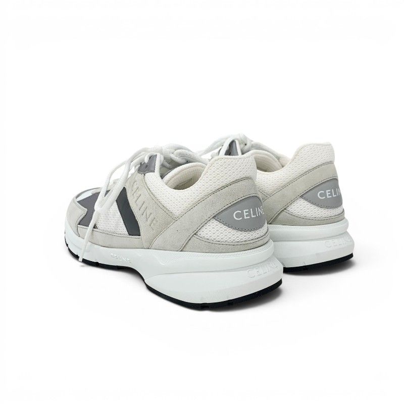 Celine Sneakers Mesh Suede Leather White Gray Logo — view 4