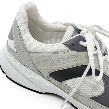 Celine Sneakers Mesh Suede Leather White Gray Logo — view 9