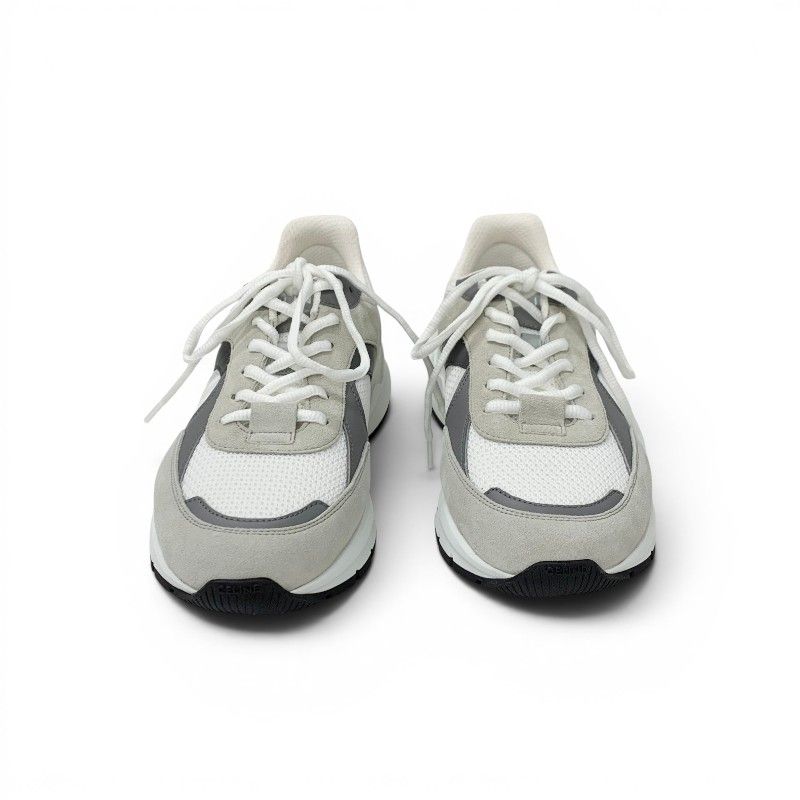 Celine Sneakers Mesh Suede Leather White Gray Logo — view 2