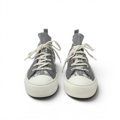 Dior Walk'n' Sneakers Fabric Leather Gray Ivory Logo Knit — view 2