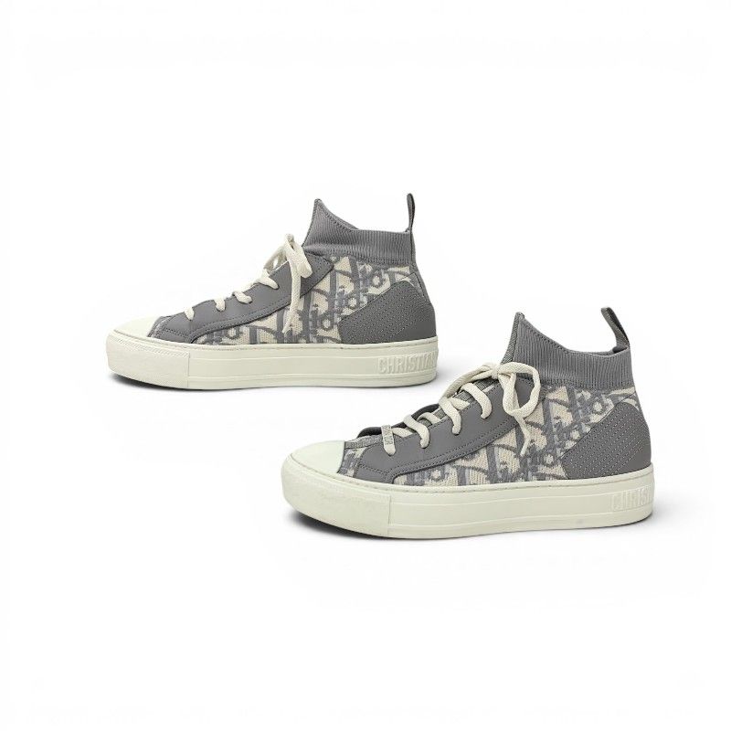 Dior Walk'n' Sneakers Fabric Leather Gray Ivory Logo Knit — view 3