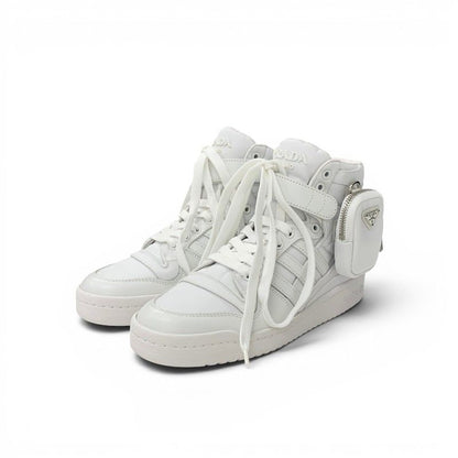 Prada Form High Re-Nylon Sneakers Nylon Leather White Silver Adidas