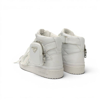 Prada Form High Re-Nylon Sneakers Nylon Leather White Silver Adidas — view 4