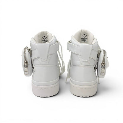 Prada Form High Re-Nylon Sneakers Nylon Leather White Silver Adidas — view 5