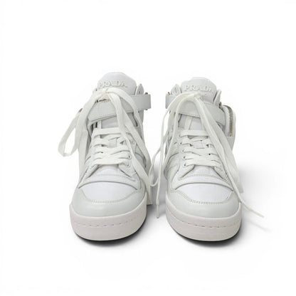 Prada Form High Re-Nylon Sneakers Nylon Leather White Silver Adidas — view 2