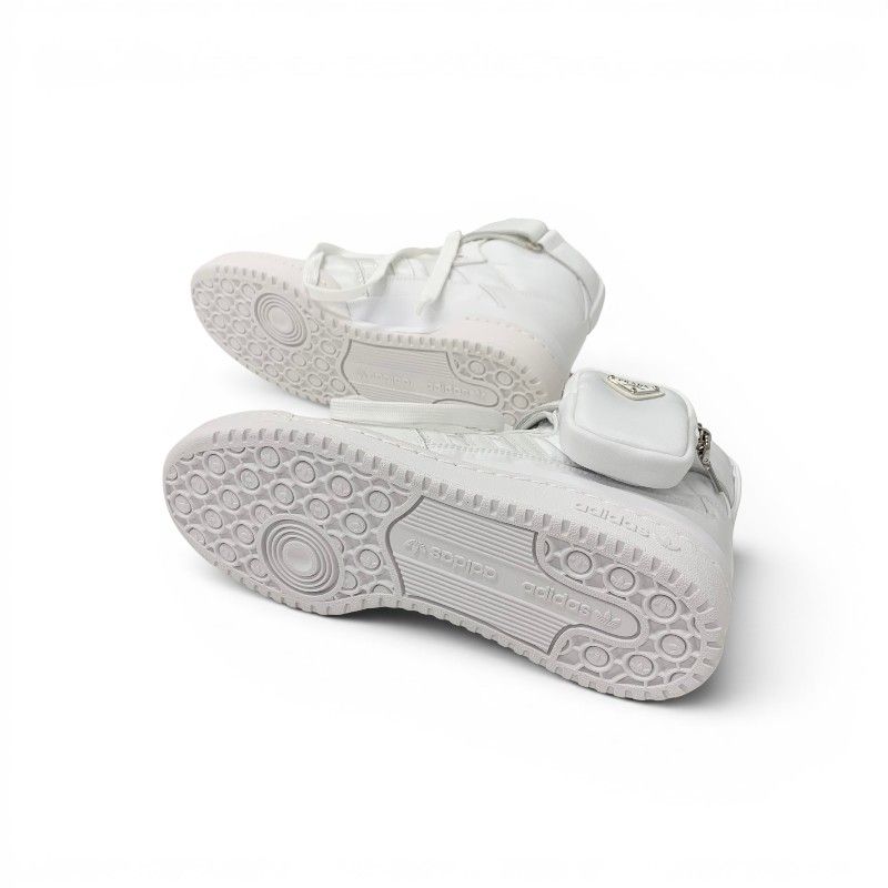 Prada Form High Re-Nylon Sneakers Nylon Leather White Silver Adidas — view 6