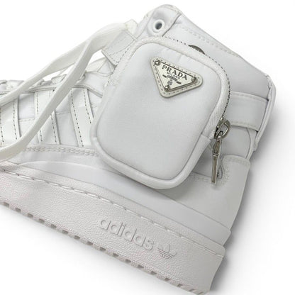 Prada Form High Re-Nylon Sneakers Nylon Leather White Silver Adidas — view 9