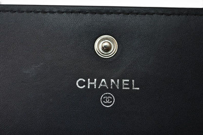 Chanel Wallet Caviar Leather Black CC Logo — view 8