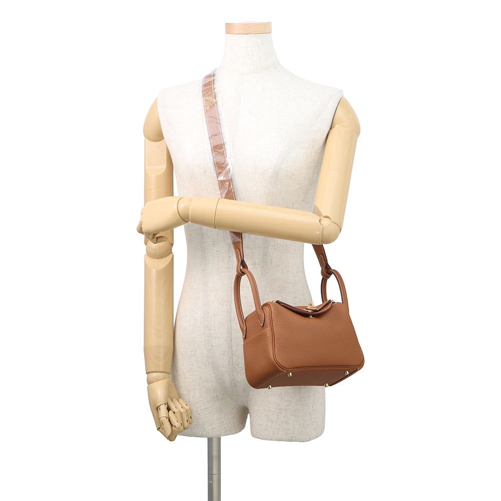 Hermes Lindy Mini Gold Taurillon Clemence 2-Way Shoulder — view 4
