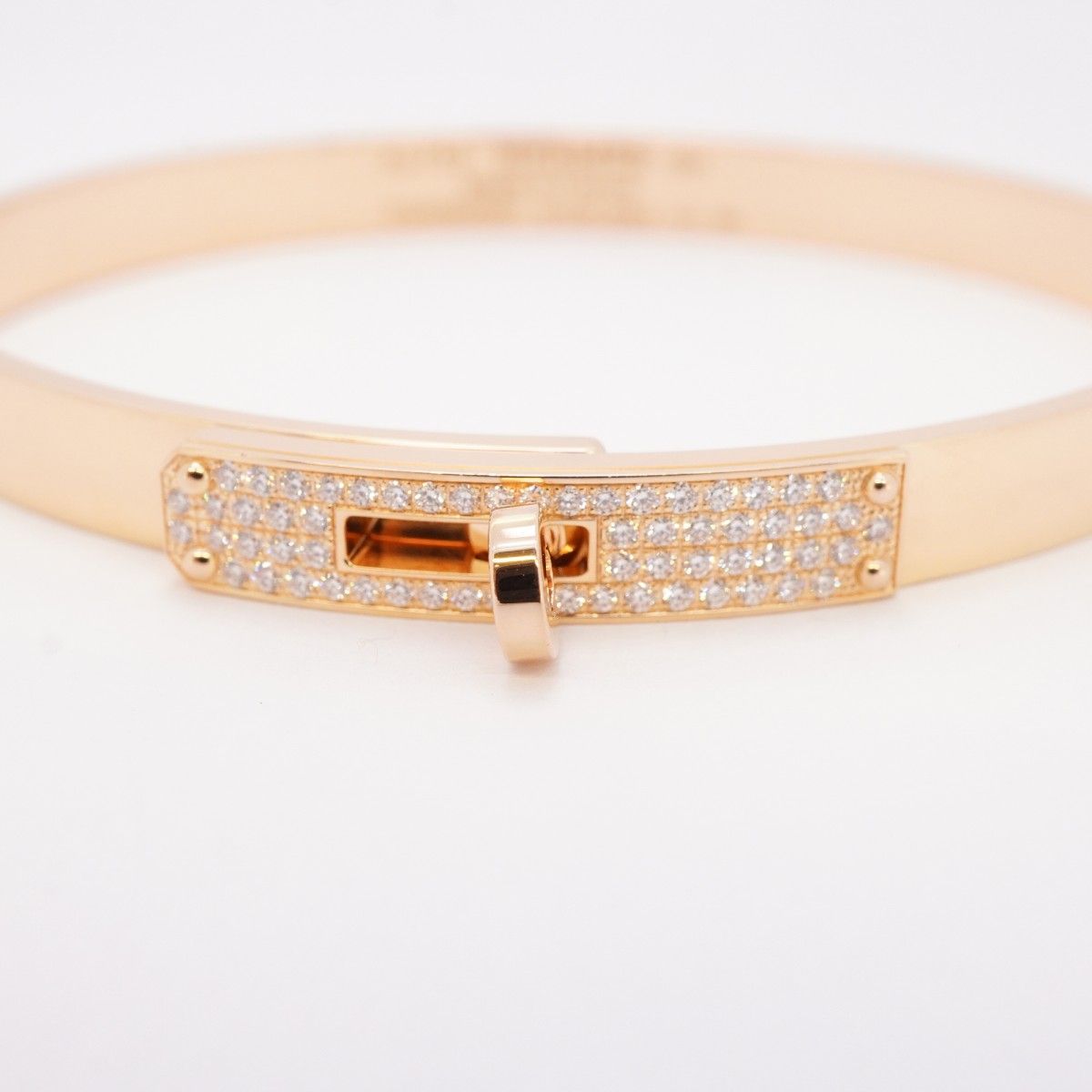 Hermes Bangle Kelly PM 18k Pink Gold Diamond Bracelet — view 4
