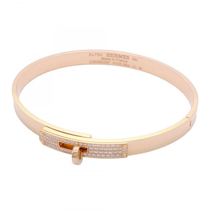 Hermes Bangle Kelly PM 18k Pink Gold Diamond Bracelet