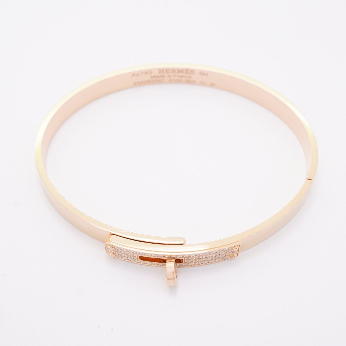 Hermes Bangle Kelly PM 18k Pink Gold Diamond Bracelet — view 3