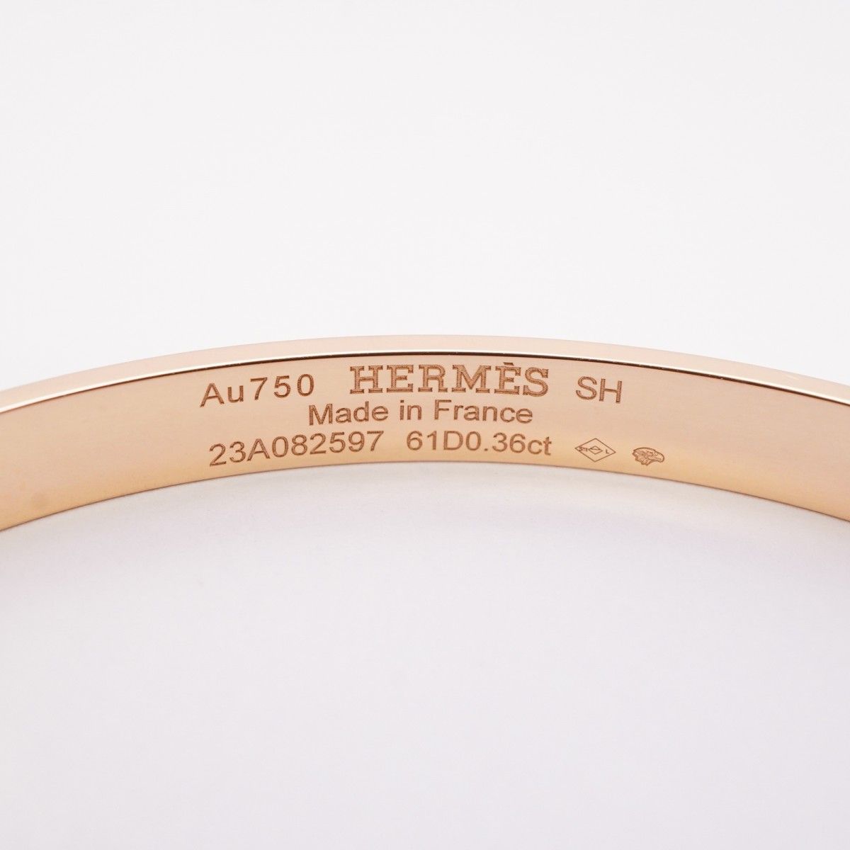 Hermes Bangle Kelly PM 18k Pink Gold Diamond Bracelet — view 5