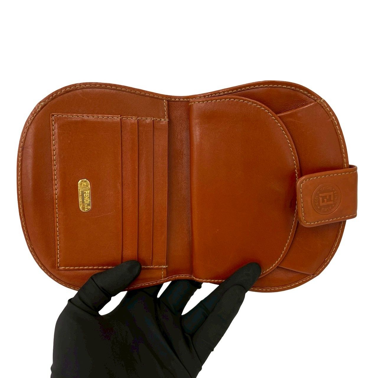 Fendi Vintage Pecan Pattern FF Logo Wallet Leather Bifold Mini Brown — view 7