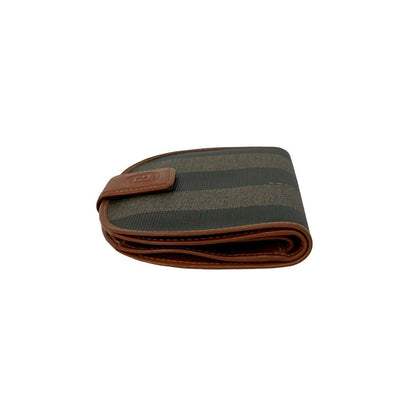Fendi Vintage Pecan Pattern FF Logo Wallet Leather Bifold Mini Brown — view 4