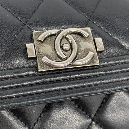 Chanel Wallet Boy Lambskin Black Silver — view 8