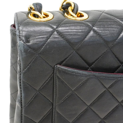 Chanel Shoulder Bag Deca Quilted Lambskin Black Gold — view 8