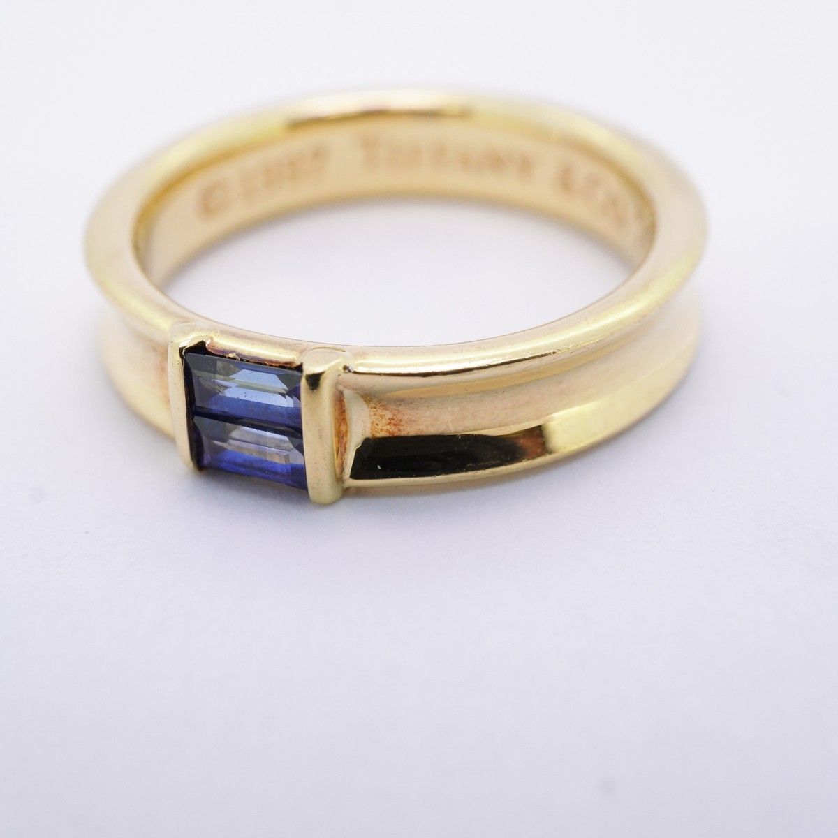 Tiffany & Co Ring Stacking 18k Yellow Gold Saffiano Blue — view 8