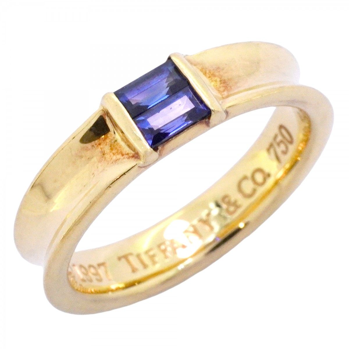 Tiffany & Co Ring Stacking 18k Yellow Gold Saffiano Blue