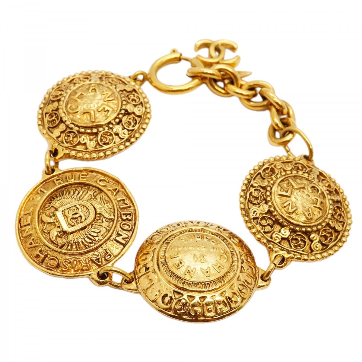 Chanel Bracelet Vintage CC Logo Cambon Gold Plated