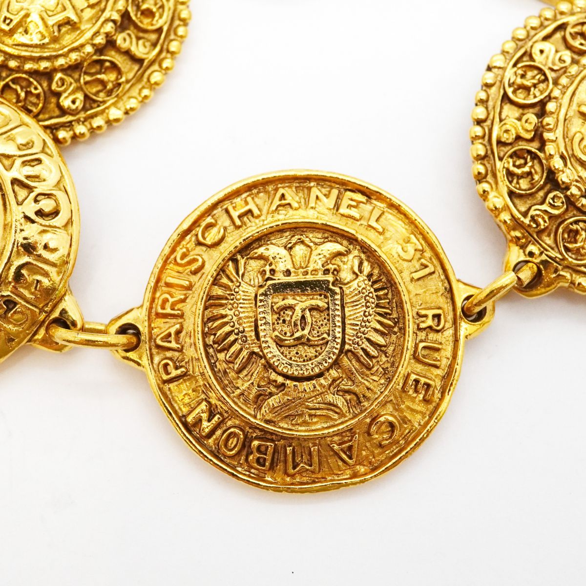 Chanel Bracelet Vintage CC Logo Cambon Gold Plated — view 9