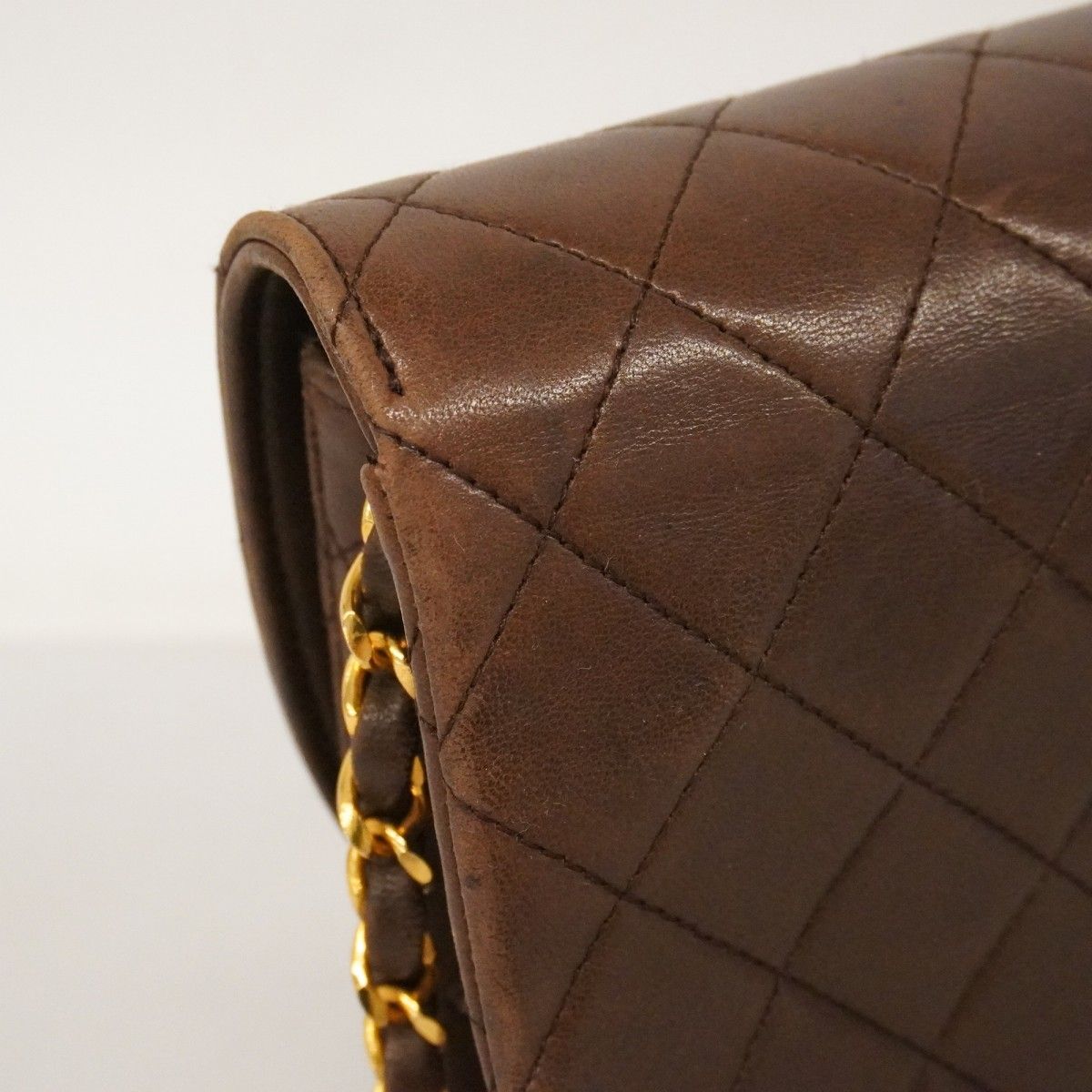 Chanel Shoulder Bag Quilted Lambskin Brown Gold — view 6