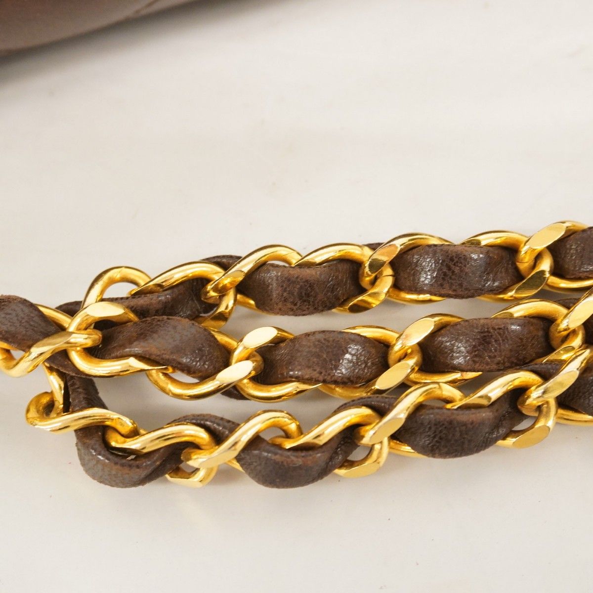 Chanel Shoulder Bag Quilted Lambskin Brown Gold — view 9