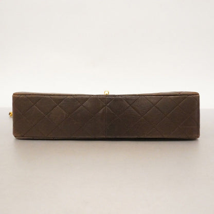 Chanel Shoulder Bag Quilted Lambskin Brown Gold — view 3