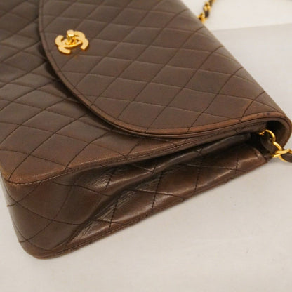 Chanel Shoulder Bag Quilted Lambskin Brown Gold — view 7