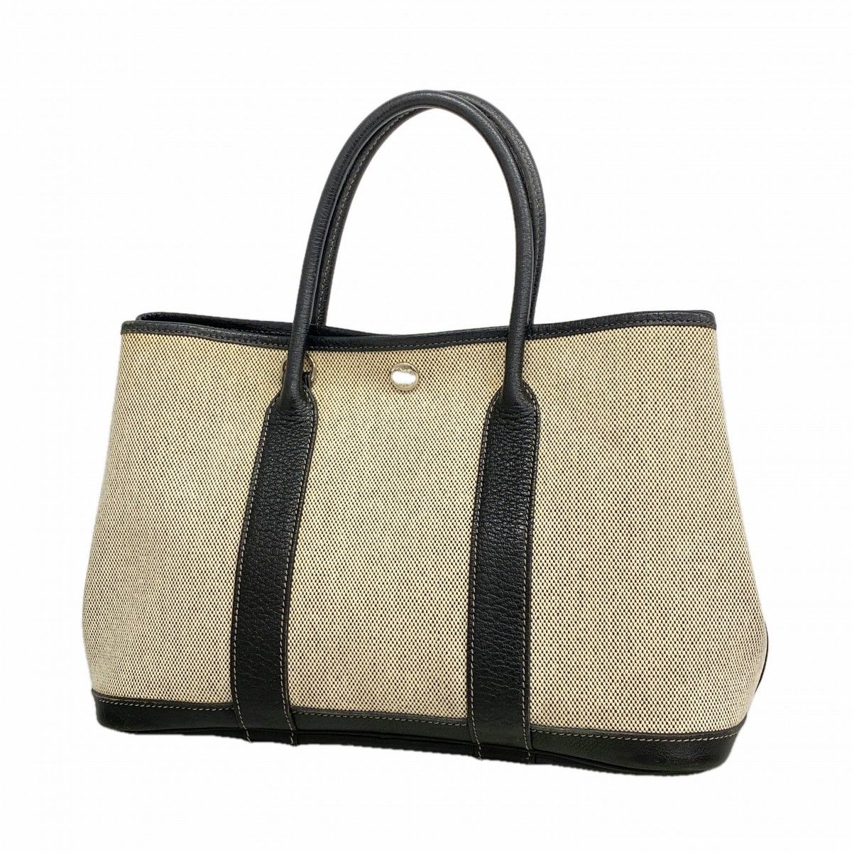 Hermes Tote Garden Party TPM Toile Ash Black Silver