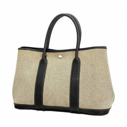 Hermes Tote Garden Party TPM Toile Ash Black Silver